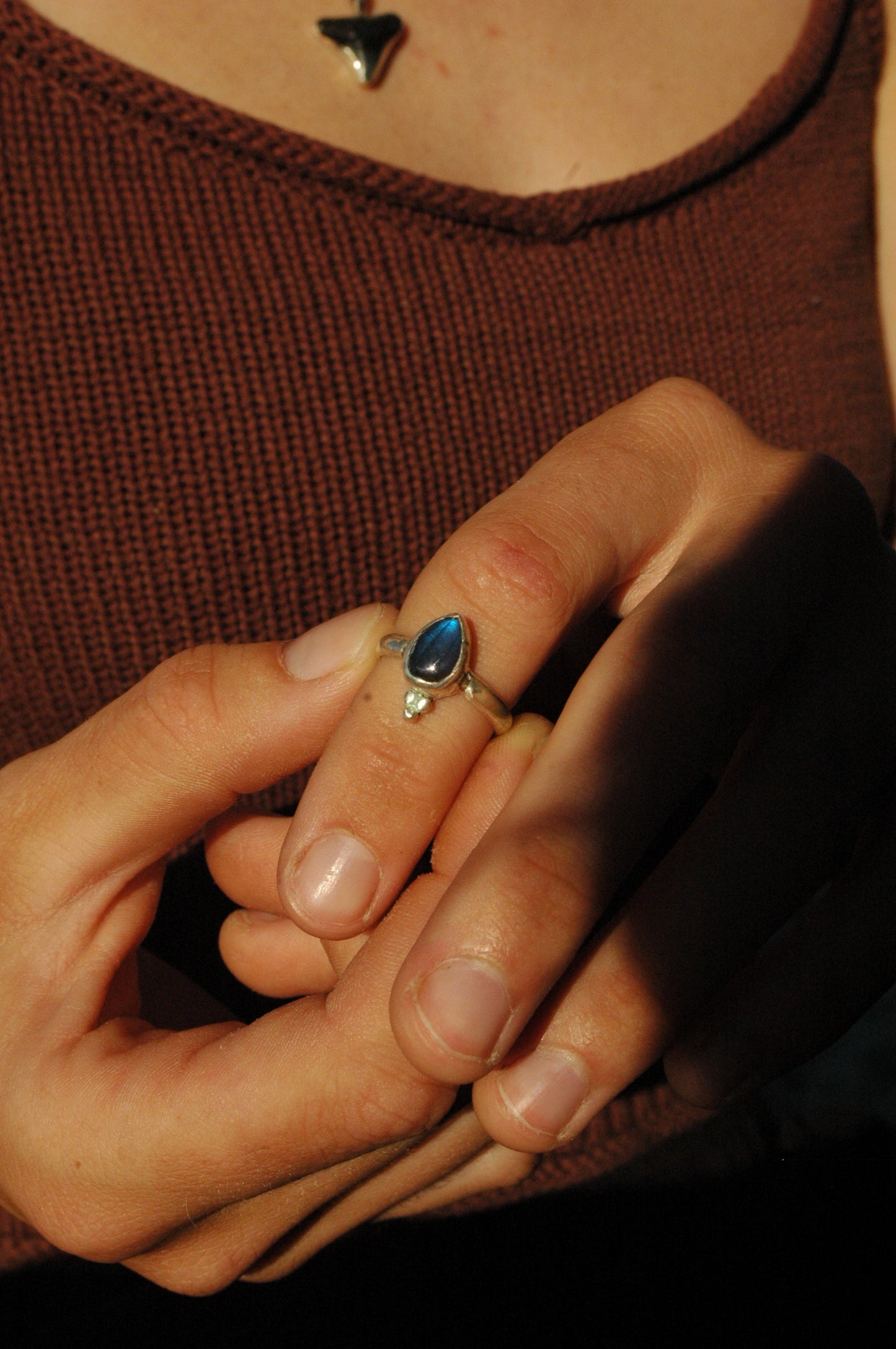 Labradorite Teardrop Ring