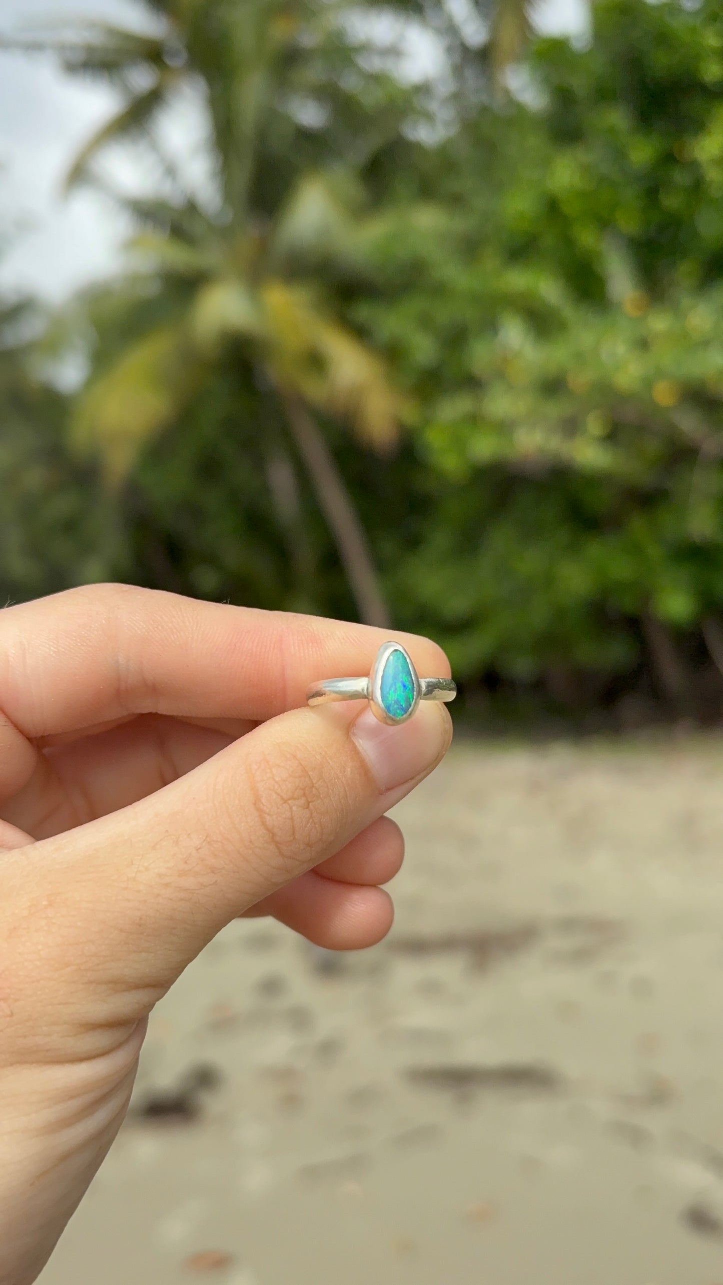 Opal Teardrop Ring - Size 8