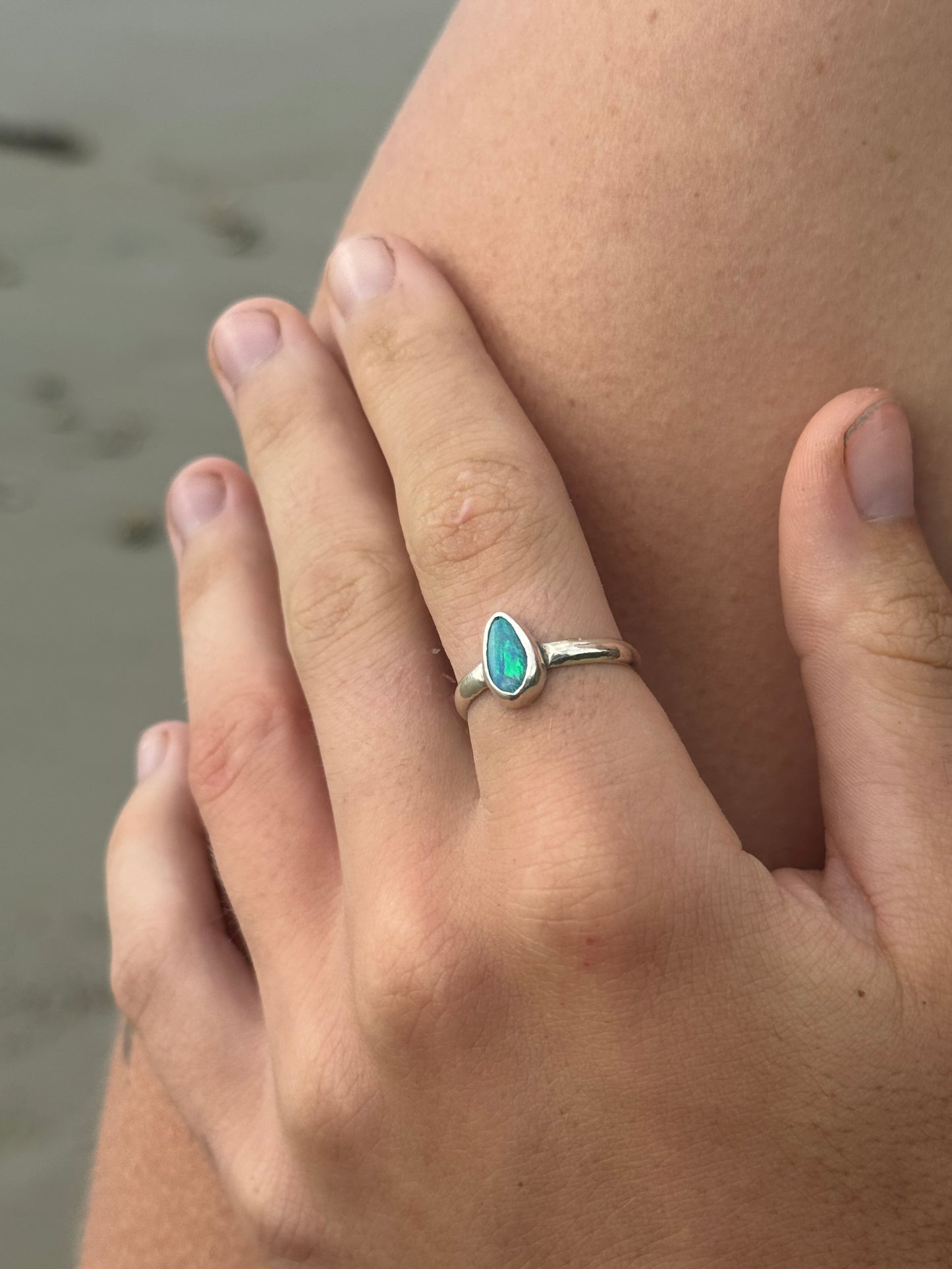 Opal Teardrop Ring - Size 8