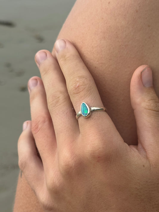 Opal Teardrop Ring - Size 8