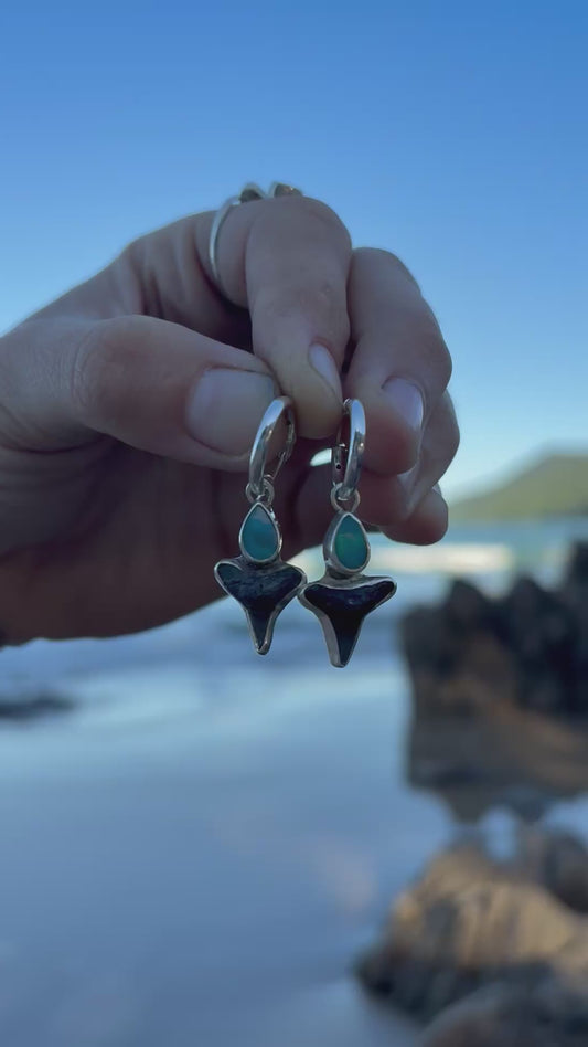 Shark Tooth Opal Hoops